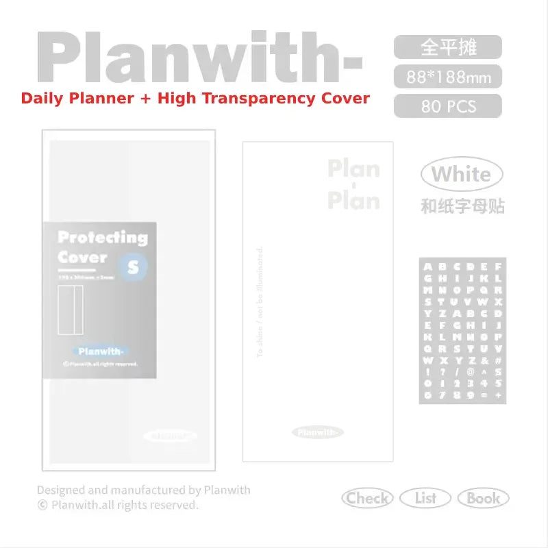 Planwith Kawaii Notebook Daily Planner Portable PU Soft Cover Agenda Working Time Plan Schedule Self Filled Date Learning