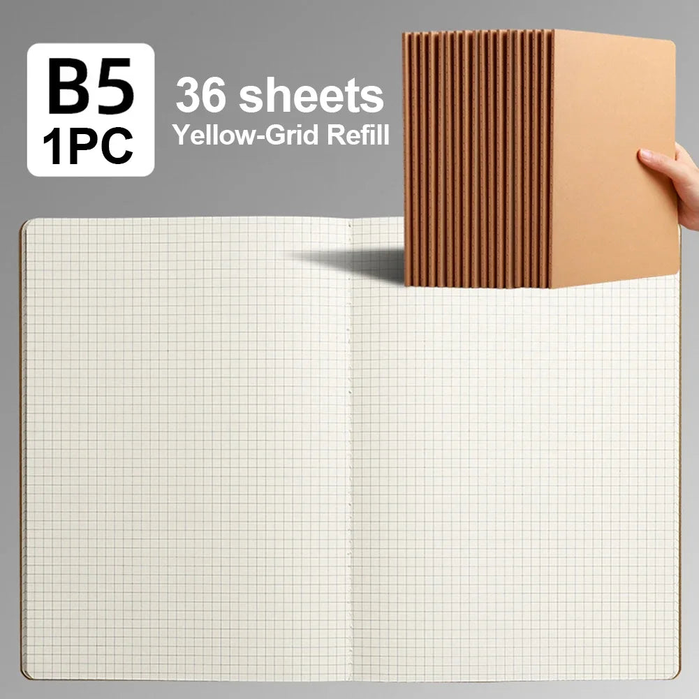 A5/B5/A4 Kraft Paper Notebook Journal Diary Sketchbook To-Do Lined Paper Daily Book For School Supplies Stationery